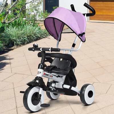 

4-in-1 Kids Baby Stroller Tricycle Detachable Learning Toy Bike-Pink