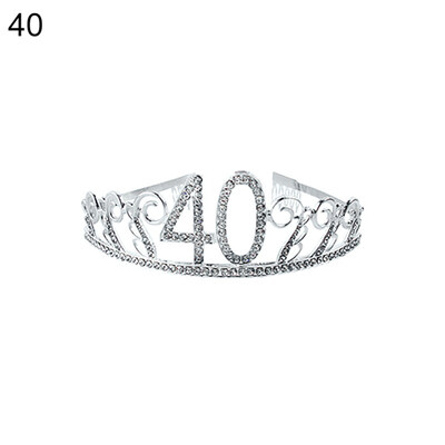 

304050 Years Old Sparkling Rhinestone Number Hollow Tiara Birthday Party Crown