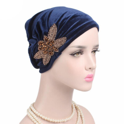 

2019 New Fashion Four-leaf flower-beaded Cap Indian Headscarf Hat Scarf Hat Cap