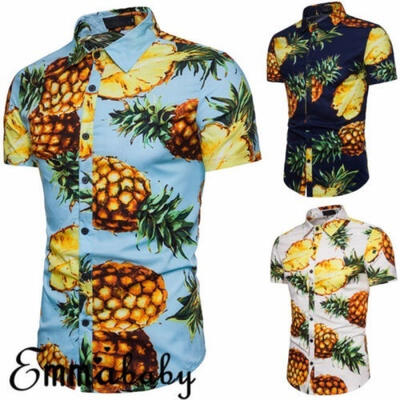 

Emmababy Men Short Sleeve Hawaiian Shirt Tropical Beach Holiday Party Tops