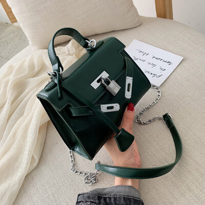

Qiao Bani 2019 new European&American style fashion simple solid color chain Kelly bag hand shoulder diagonal cross tide handbag