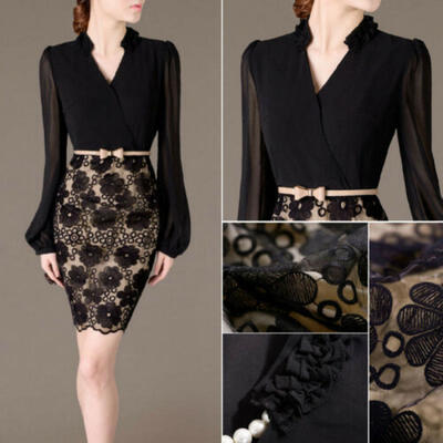 

Lady Lace Short Sleeve Party Cocktail Evening Bodycon Summer Sexy Mini Dress M1