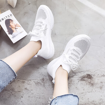 

Net shoes woman 2019 new breathable net face sneakers Korean version summer small white shoes summer father white shoes