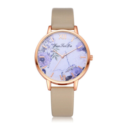 

Minimalism Womens Watches Purple Floral Dial Ladies Simple Quartz Wristwatch Leather Strap Clock Casual Dress Reloj Mujer