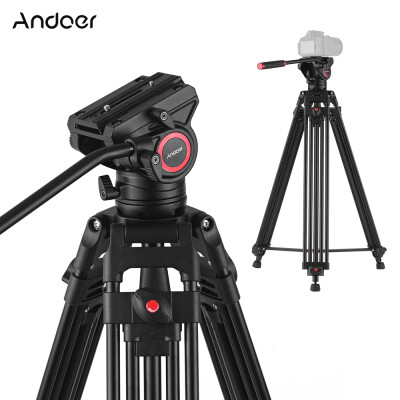 

Andoer VT1818 Professional Aluminum Alloy Video Tripod with Fluid Hydraulic Head for Canon Nikon Sony DSLR Cameras Camcorders Max