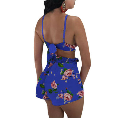 

Sexy Women Floral 2 Piece Bodycon Crop Top Pants Set Clubwear Jumpsuit Romper