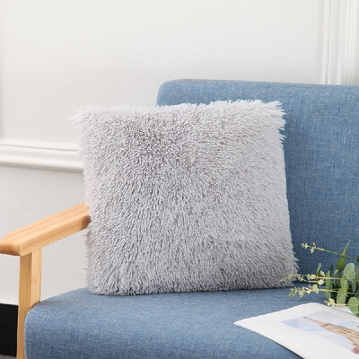 

Fluffy Plush Pillow Cover Square Decorative Throw Pillow Cover Soft Cushion Cover Pillowcases Without Core for Livingroom Couch So