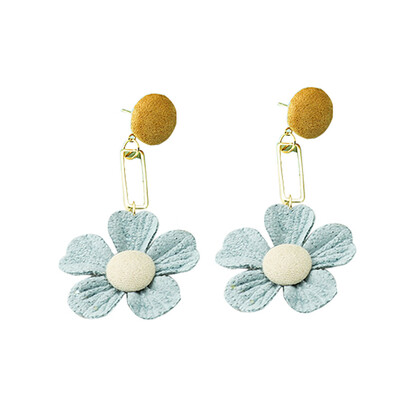 

Blue Pink Yellow Flower Earrings Grey Color Cute Gift New Elegant Cloth Long Simple For Women Fashion Jewelry