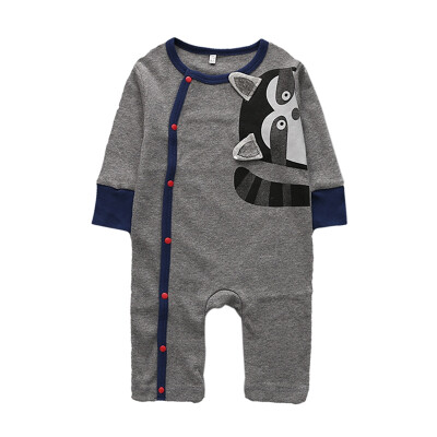 

Cartoon Pattern Print Long Sleeve Baby Boys Girls Rompers One-Piece Jumpsuits