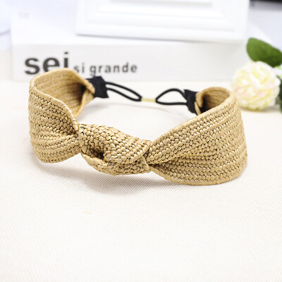 

Fashion Vintage Knot Cross Hand-Woven Hairband Imitate Raffia Headband Headwear Accessories