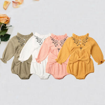 

Infant Baby Girl Clothes Long Sleeve Big Bowknot Romper Bodysuit Jumpsuit Outfit