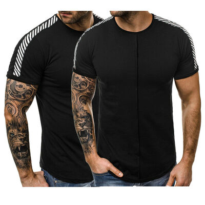 

hot Mens O-Neck Slim Fit T-shirts Contrast Casual shirt Short Sleeve Outfit Top