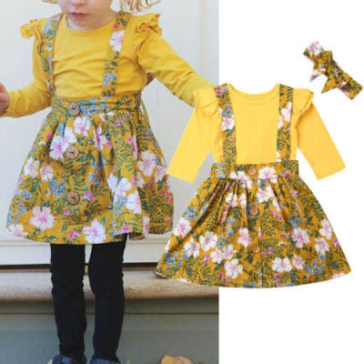 

2PCS Spring Toddler Baby Girl Dress Outfits Tops Shirt Bow Short Skirt Clothes