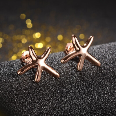 

18K Real Rose Golde Plated Fashion Environmental Alloy Starfish Ear Studs Lead Free & Nickel Free & Cadmium Free 16x16mm