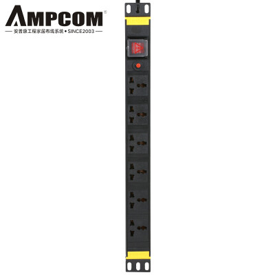 

AMPCOM PDU cabinet socket power socket socket 8 bit 10A with switch 3 m commercial socket wiring board tow board AMPDU810K