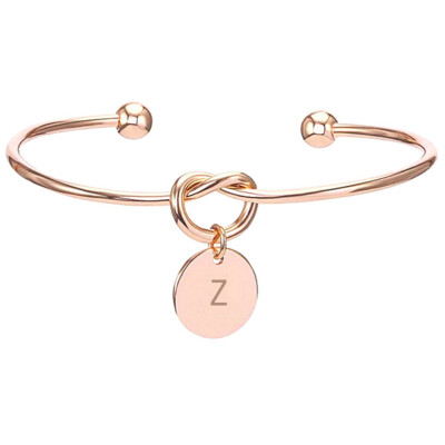 

26 English Alphabet Round Knotted Rose Gold Bracelet Female Personality Fashion Bracelet Jewelry Hot Gift