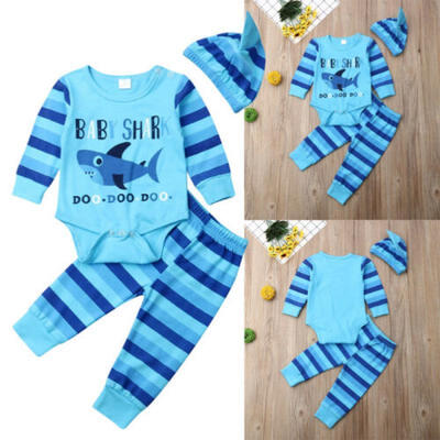 

Infant Newborn Outfits Baby Boy Tops Rompers Leggings Beanie Clothes Pants Sets