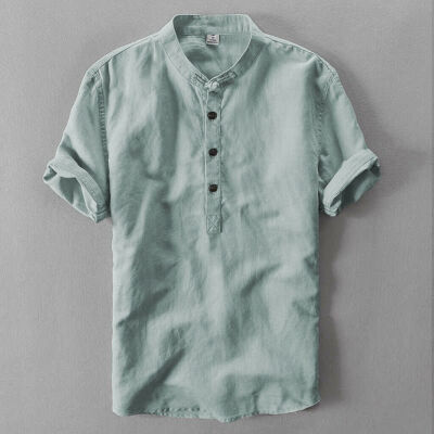 

Mens Slim Cotton Shirt Short Sleeve Stylish Casual Blouse T-shirt Tops