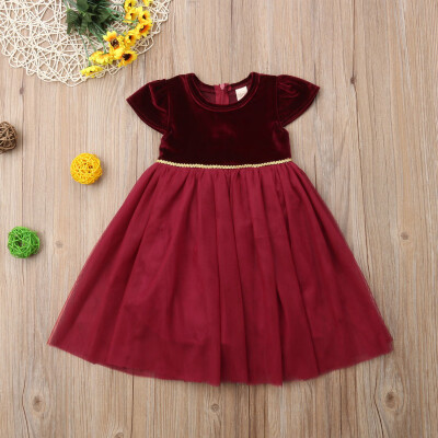 

SUNSIOM Christmas Princess Kids Baby Girl Long Dress Velvet Tutu Dress Gown Formal Dress