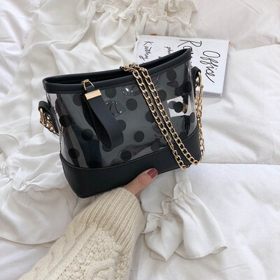 

Tailored Womens Fashion Jelly Transparent Bag Dot Package Super Chain Messenger Bag