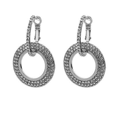 

Women Fashion Rhinestone Double Circle Hoop Huggie Earrings Party Jewelry Charm