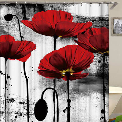 

180180cm Waterproof Mildew Proof Floral Bathroom Shower Curtain with Hooks