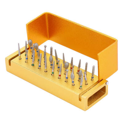 

Greensen Golden Dental High Speed Handpieces Holder 30Pcs Dental Diamond Burs Drill