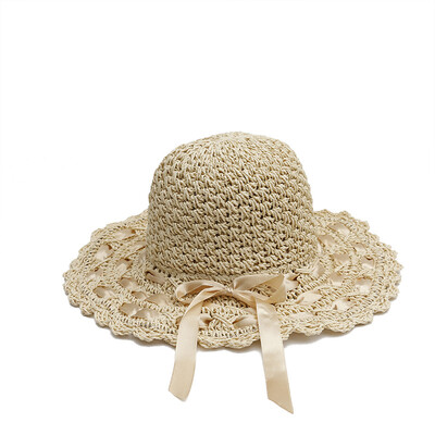 

Hat ladies summer hollow bow fisherman hat Korean version of outdoor travel sunscreen hat custom tide