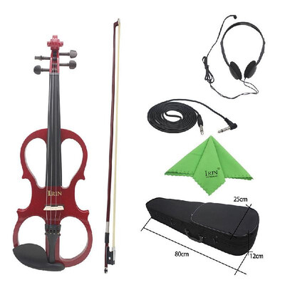 

44 Wood Maple Electric Violin Fiddle Stringed Instrument with Ebony Fittings Cable Headphone Case for Music Lovers Beginners
