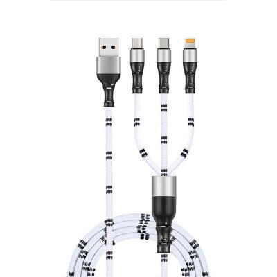 

3 In 1 Braided Multi Charging Charger Cable With USB Tpye-C Micro USB Lightning For Android IPhone - 1M -1m