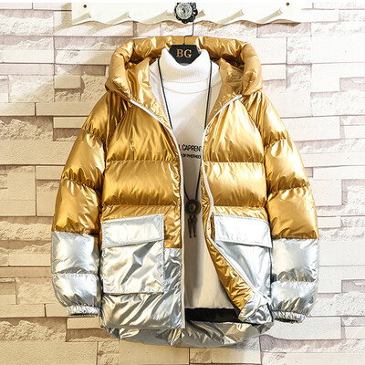 

Toponeto New Mens Winter Casual Splicing Contrast Hooded Warm Cotton Clothing Coat
