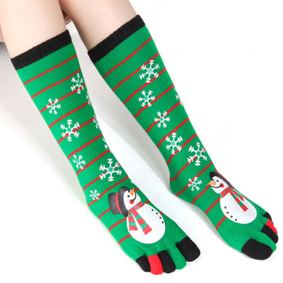 

Print Multi color Toe Socks Five Finger Socks Cotton Soft Warm Christmas Gift