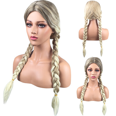 

〖Follure〗Synthetic Braided Double Wig Long Straight Gold Women Wigs Heat Resistant