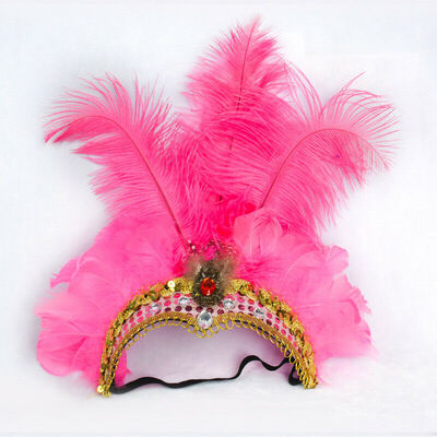 

Indian Crystal Crown Feather Headband Headdress Carnival Headpiece Headgear