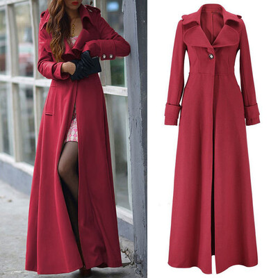 

Roseonmyhand Womens Winter Lapel Slim Coat Trench Jacket Long Parka Overcoat Outwear