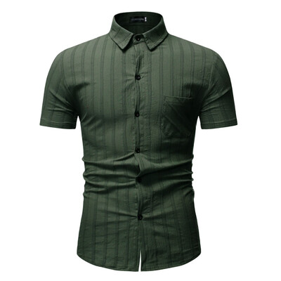 

Toponeto Fashion Mens Casual Stripe Summer Fit Sport Short Sleeve Shirts Blouse Tops