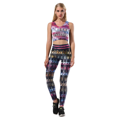 

NEW 2 Pcs New Christmas Women Fashion Casual Hooded O-Neck Sleeveless Tops Female Long Pants Digital Print Sets W1