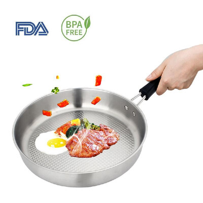 

88 Inch Frying Pan Deep Skillet Pan Stainless Steel Pan Saute Pan Scratch Resistant Riveted Handle Dishwasher Safe Cookware for