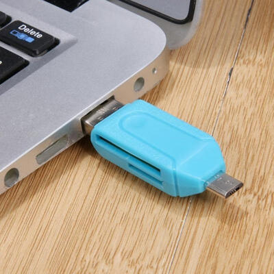 

USB 20Micro USB Adapter SD T-Flash Memory Card Reader for Smart Phone White Bule Red