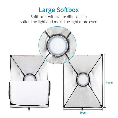 

Professinal Studio Photography Softbox LED Light Kit Including 5070cm Softboxes 40W Bi-color Temperature 3200K-6400K Dimmable LED