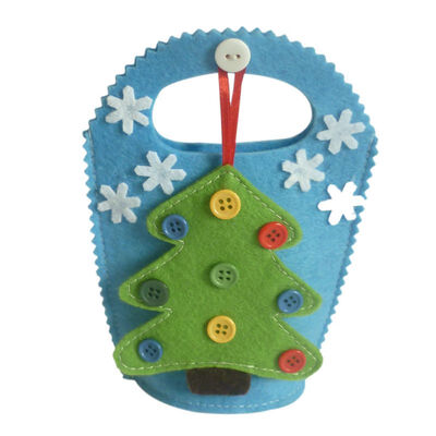 

Christmas Tree Pattern Gift Bags Candy Holder With Button&White Snowflake Reusable Decoration Bags Outdoor Christmas Decorations