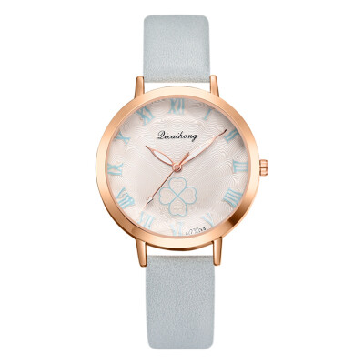 

Hot fashion fashion pu watch watch new lucky four-leaf clover watch ladies watch