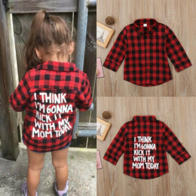 

UK Toddler Kids Baby Boys Girl Plaid Tops Shirt Long Sleeve Shirts Blouses Coat