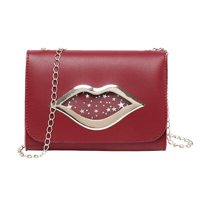 

Funny Women Shoulder Messenger Bag Transparent Big Lip Crossbody Bags Ladies Flap Chain Handbag Bolsa Mujer T10