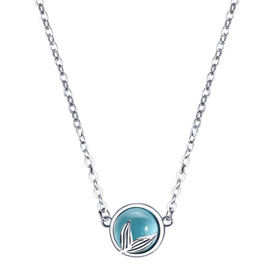 

Mermaid Tail Bubble Sapphire Open Ring Pendant Women Fashion Blue Crystal Fish Tail Necklace Statement Jewelry