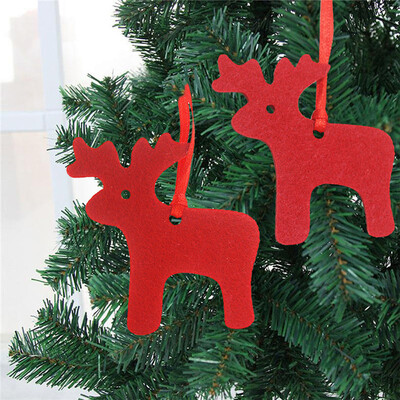 

Toponeto 10pcs Christmas Tree Cloth Snowflake Elk Hanging Pendant DIY Home Decor Supply
