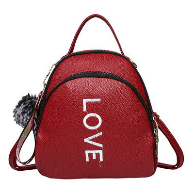 

Girl Shoulder Bag Women Girl Hairball Shoulder Bags Leather Women Pure Color Back pack Satchel Travel Shoulder Bag Strap