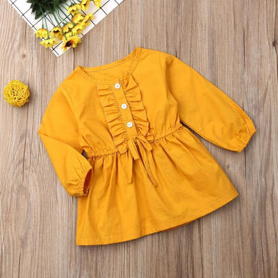 

Fashion Newborn Baby Girl Clothing Long Sleeve Dress Casual Tutu Solid Dresses
