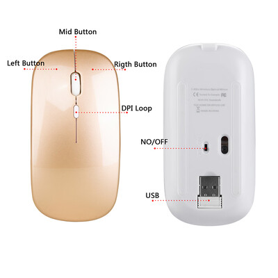 

HXSJ Wireless 24G Mouse Ultra-thin Silent Mouse Portable&Sleek Mice Rechargeable Mouse 10m33ft Wireless Transmission Rose G