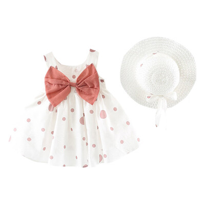 

Baby Girl Kids Summer Sleeveless O-neck Print Floral Bow Princess Dress